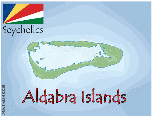 aldabra islands seychelles map flag emblem photo