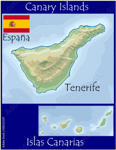 canary islands tenerife map flag emblem