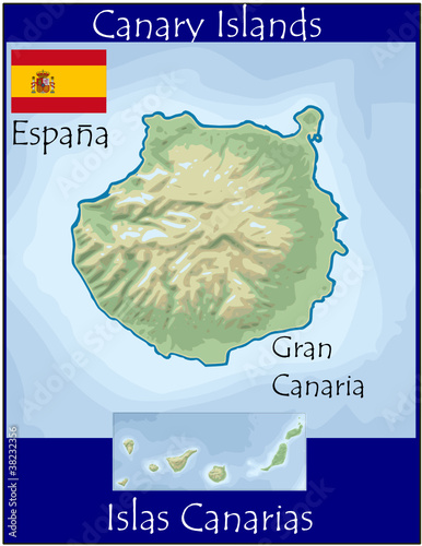 gran canaria canary island spain map flag emblem