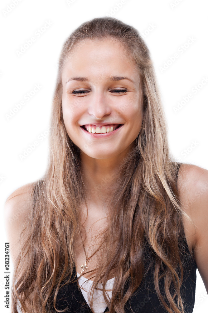 Portrait of a girl her eyes closed in pleasure Portrait of a girl her eyes closed in pleasure