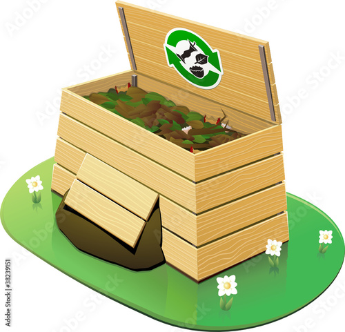 Wooden Compost Bin : open