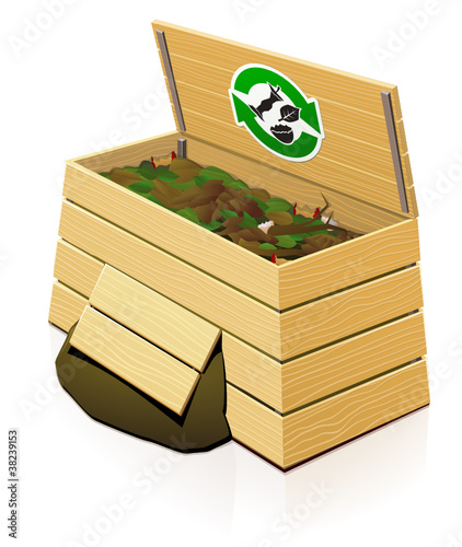 Wooden Compost Bin : open