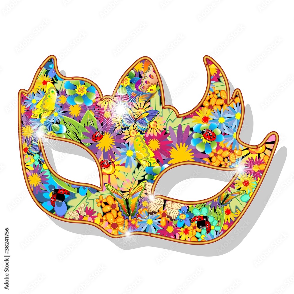 Maschera Carnevale Primavera-Springtime Carnival Mask Stock Illustration |  Adobe Stock