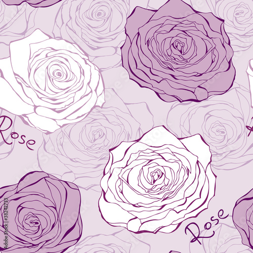 Pink seamless pattern with roses