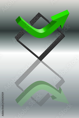 Logo in out 3d gruen