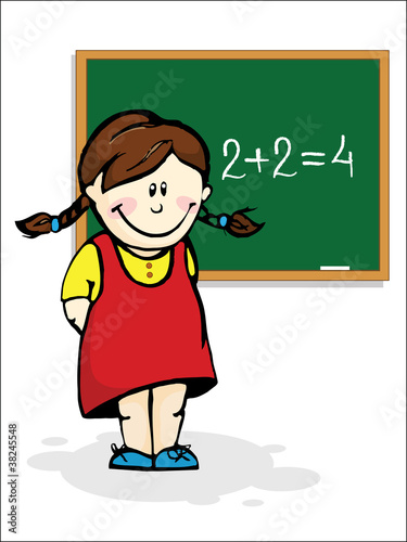 schoolgirl near blackboard