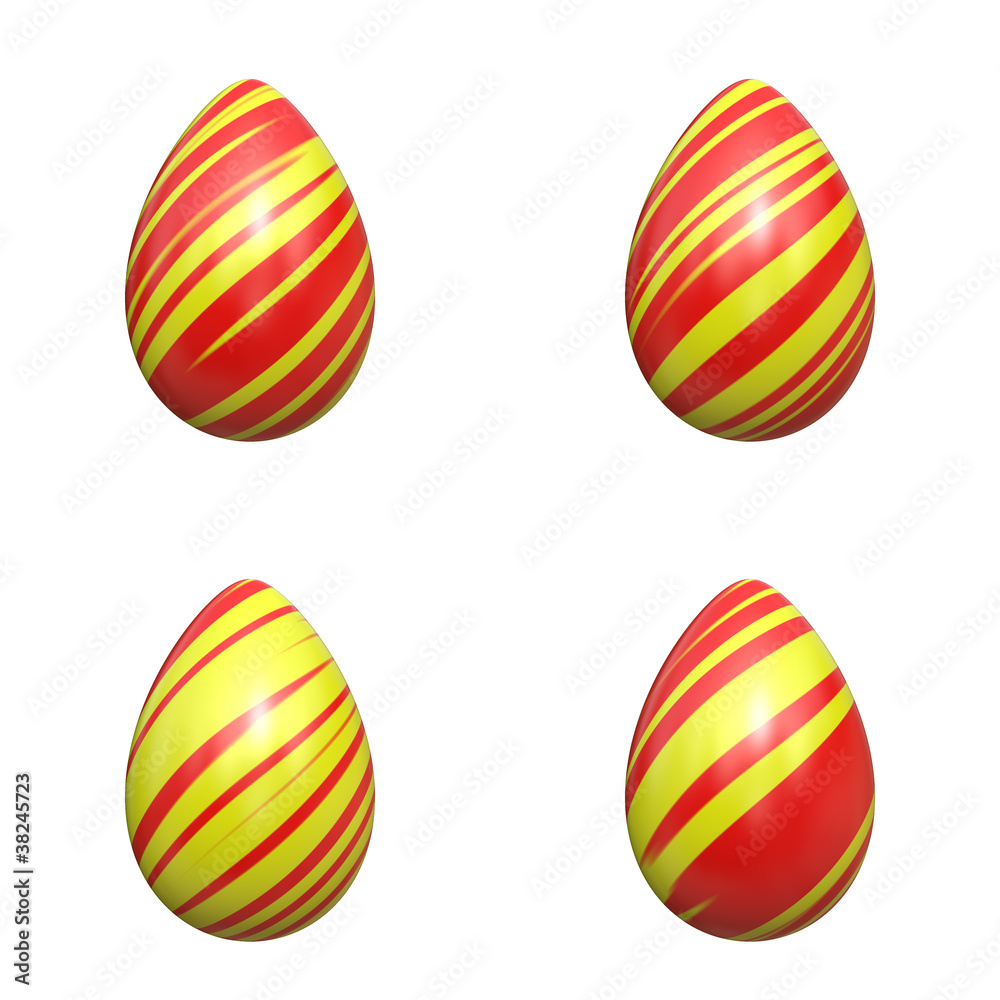 easter eggs red and yellow stripes