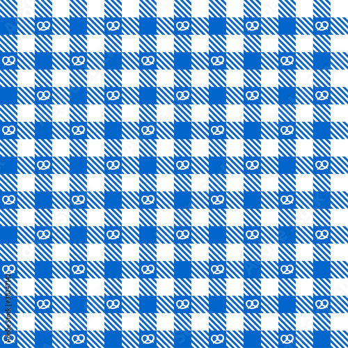 Karo Muster blau mit Brezeln - endlos