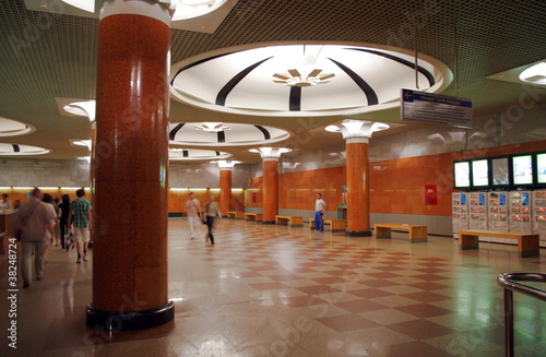 Peoples in Moscow metro station Park Pobedy