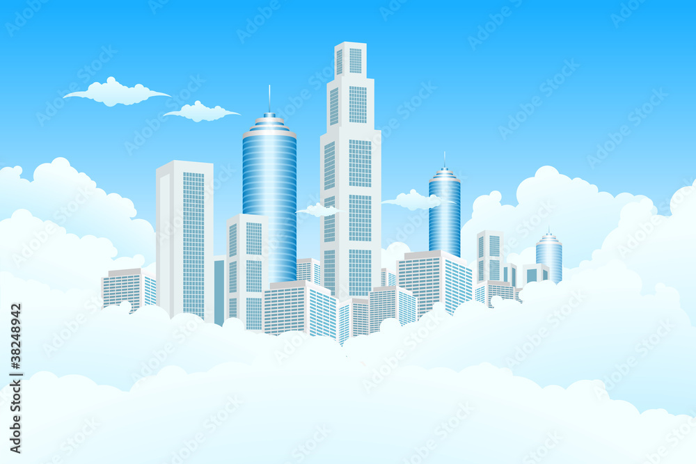 Obraz premium New Modern City in Clouds