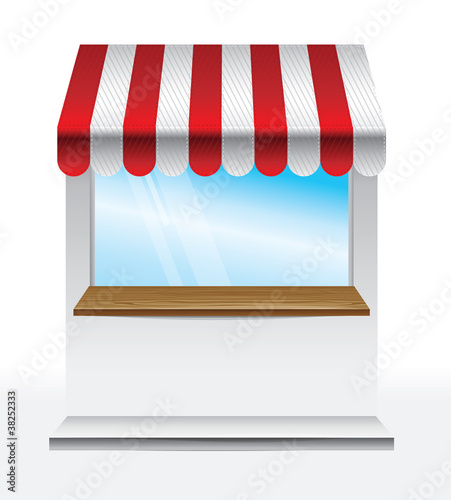 store with striped awning  - vector illustration