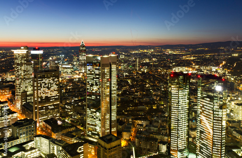 Financial district of Frankfurt at twilight