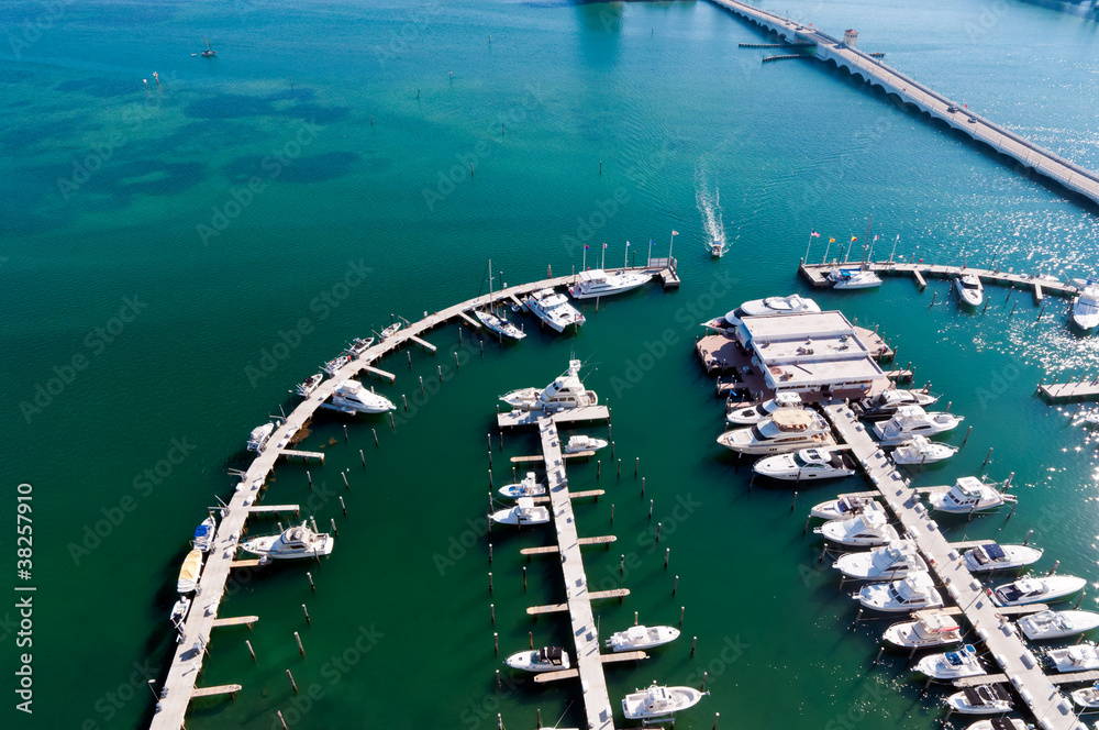 Aerial view of Marina in Biscayne Bay Aerial view of Marina in Biscayne Bay