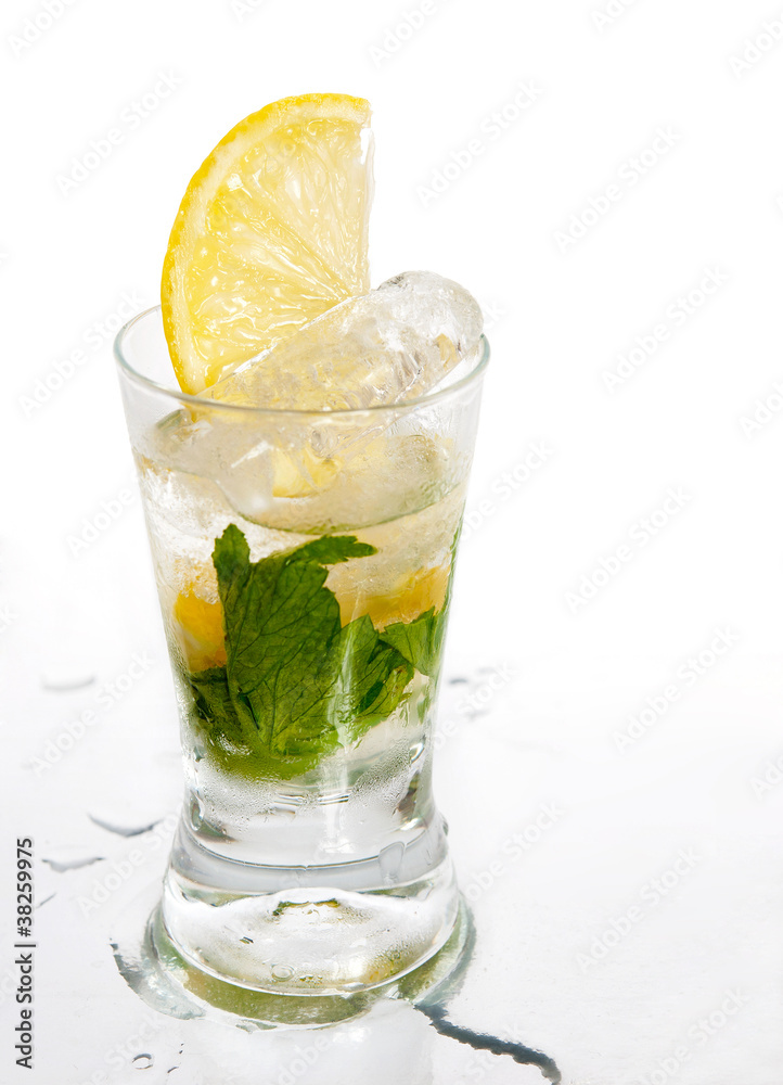 cocktail with lemon and mint