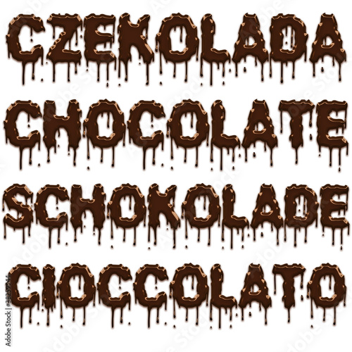 Czekolada napis czekoladowy na białym tle