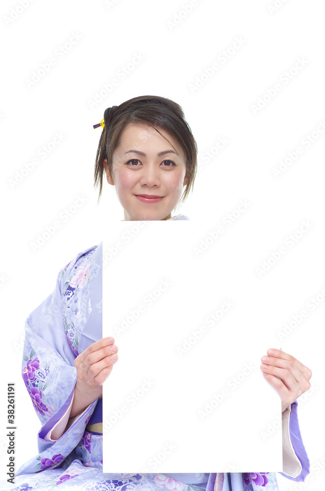 ホワイトボードを持つ女性 ホワイトボードを持つ女性