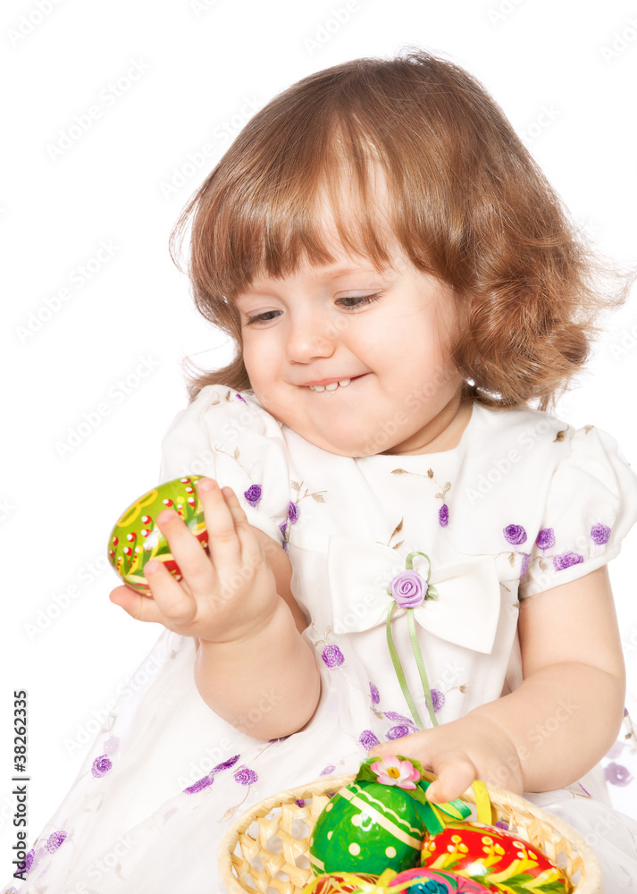 Beautiful girl holding Easter eggs Beautiful girl holding Easter eggs