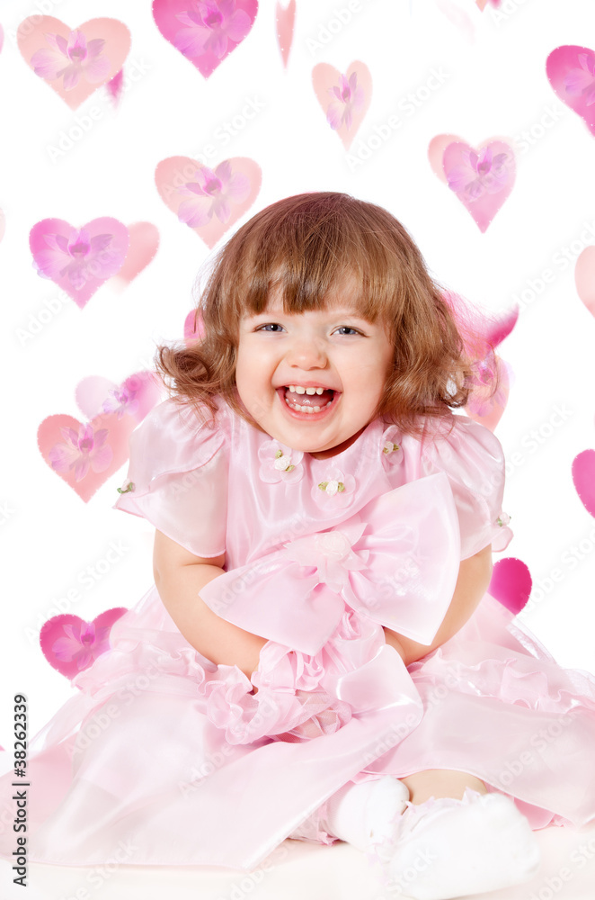 beautiful girl in the background with heart