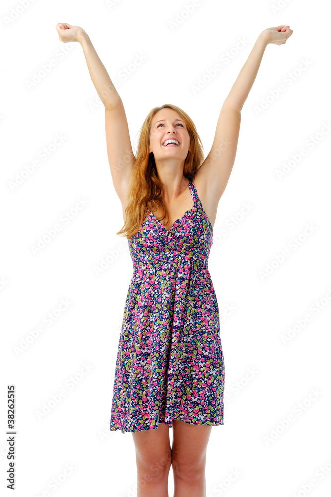 cheering woman isolated cheering woman isolated