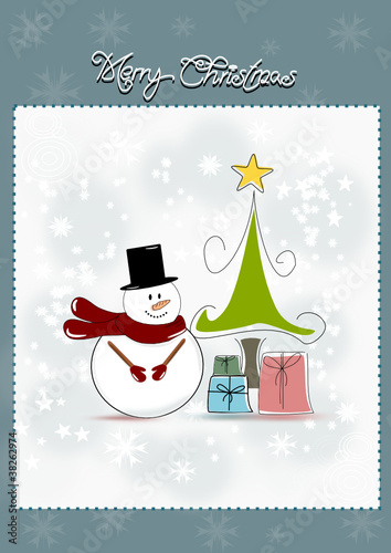 Weihnachtskarte mit Schneemann