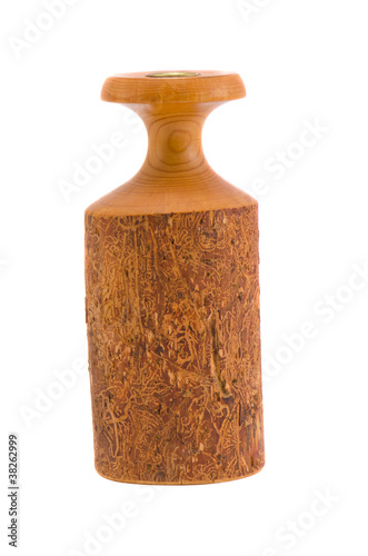 isolated turned wooden candlestick