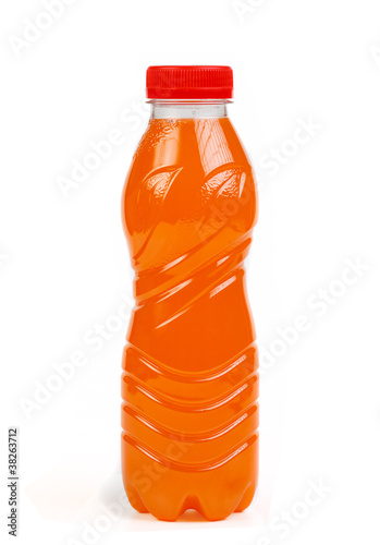 Bottle of orange juice isolated on white