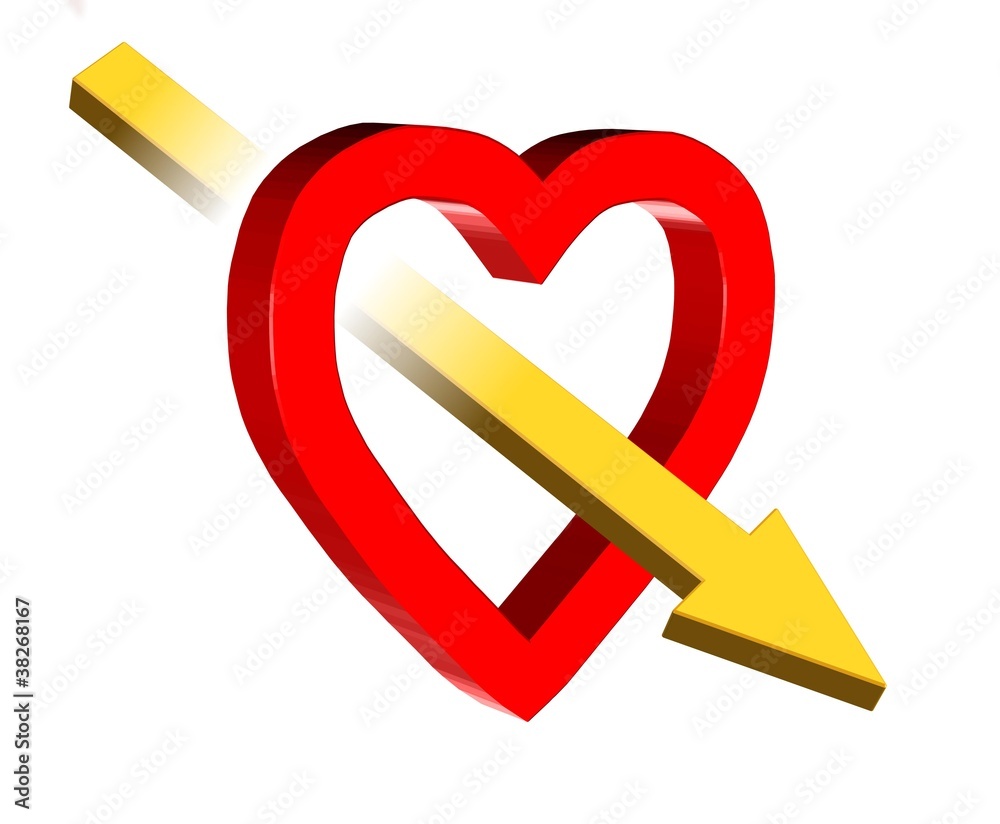 illustration of red heart and yellow arrow