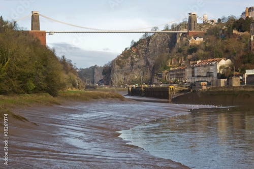 Landmark Victorian bridge over the river Avon at Bristol