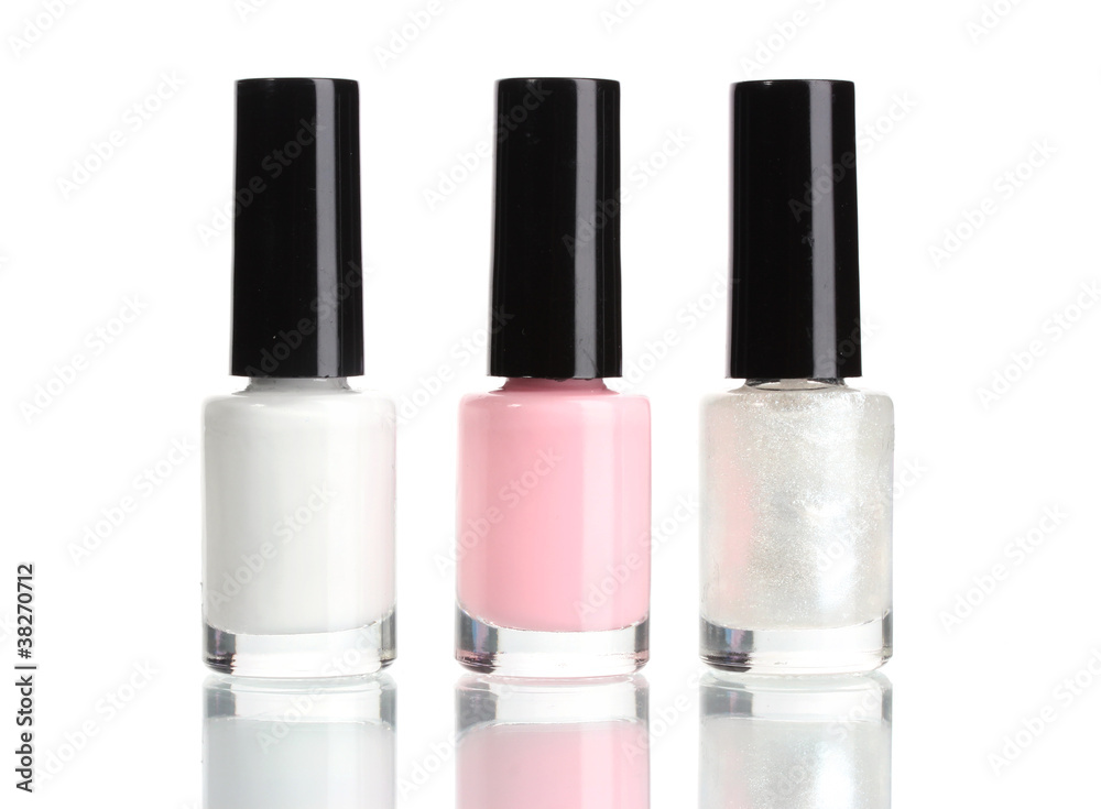 Three nail polish isolated on white Three nail polish isolated on white