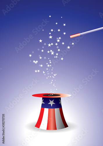 uncle sams hat with stars and wand