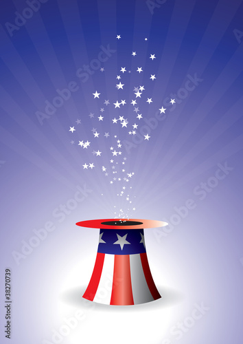 uncle sams hat with with stars and magic rays