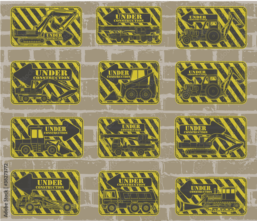 Naklejka premium Set under construction stamp