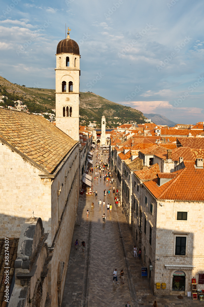 View on Stradun and Dubrovnik from the City Walls, Croatia