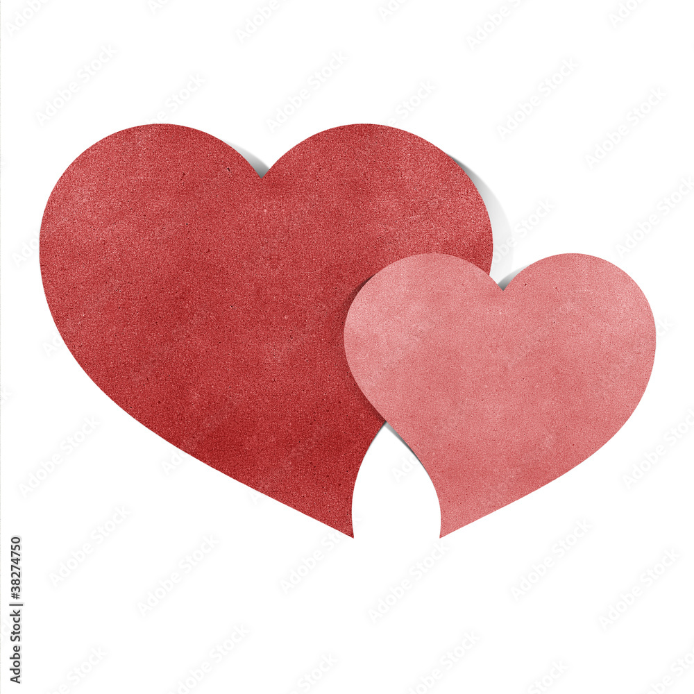 heart recycled papercraft on white background heart recycled papercraft on white background