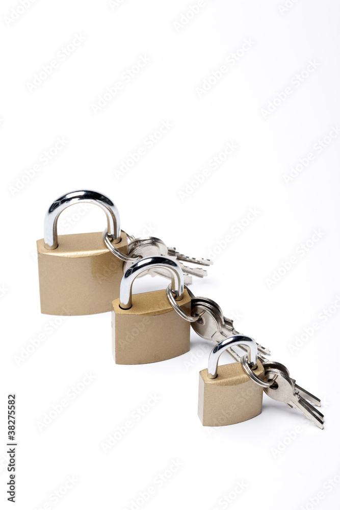 three locks on a white background three locks on a white background