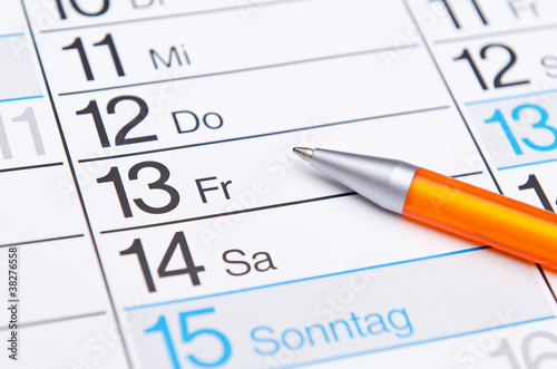 Kalender Freitag der 13 mit Stift