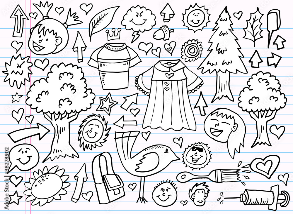 Notebook Doodle Sketch Design Elements Vector Set Notebook Doodle Sketch Design Elements Vector Set