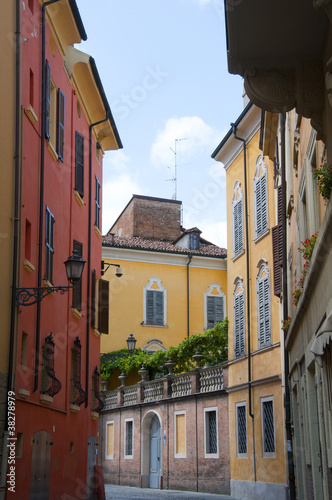 Narrow streets of city of Modena Italy