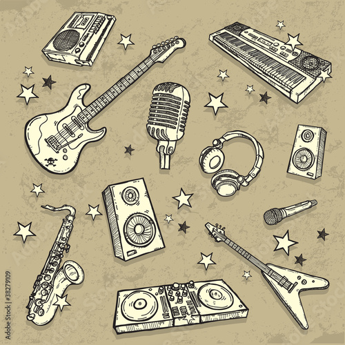 The collection of musical instruments