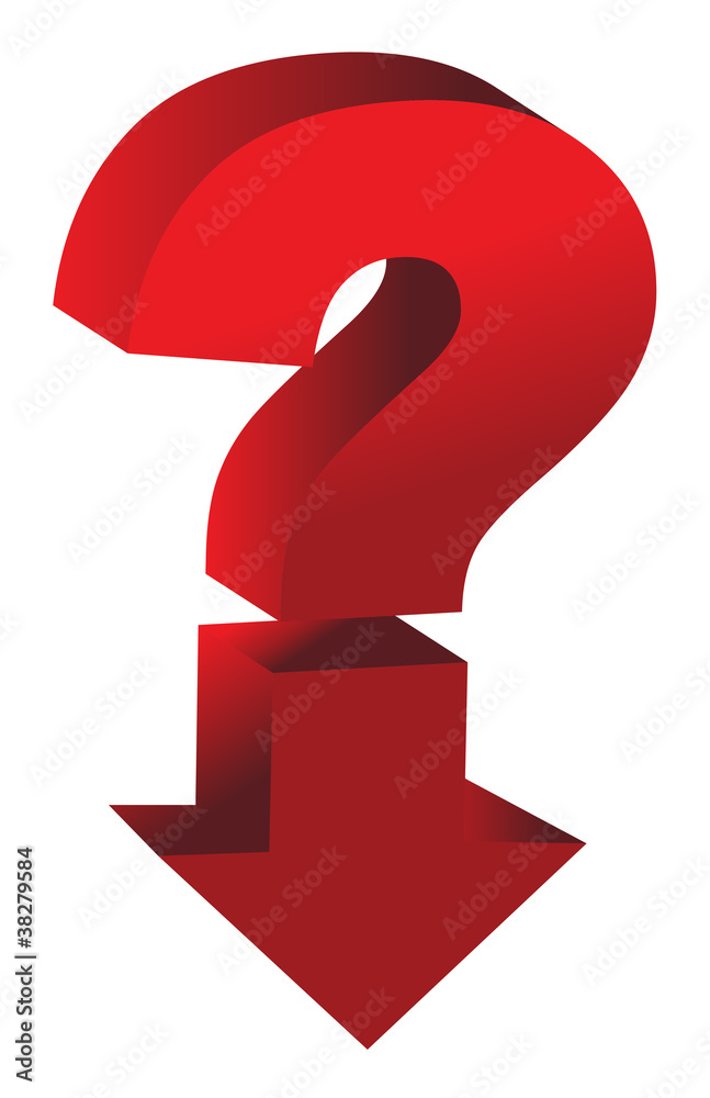 shiny red question mark with an arrow pointing down shiny red question mark with an arrow pointing down