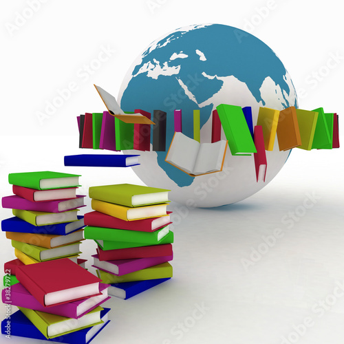 books fly into belt round the earth