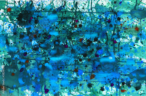 Paint layered on paper.