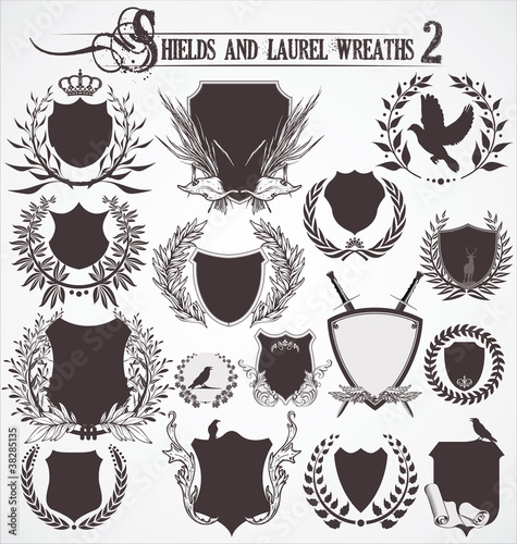 Shields and Laurel wreaths - set 2
