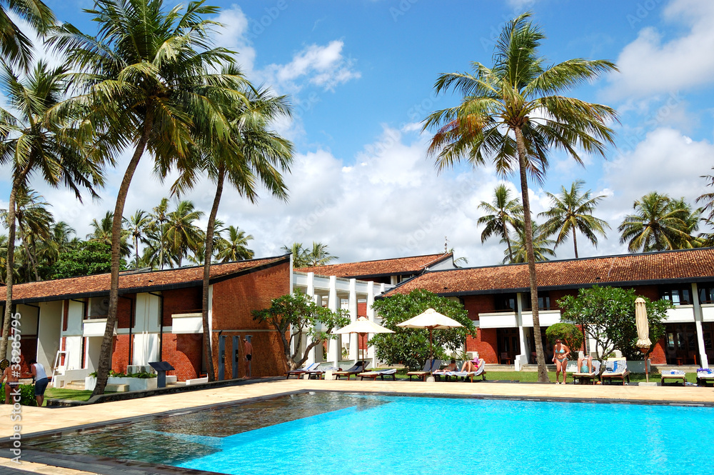 The swimming pool at luxury hotel, Bentota, Sri Lanka