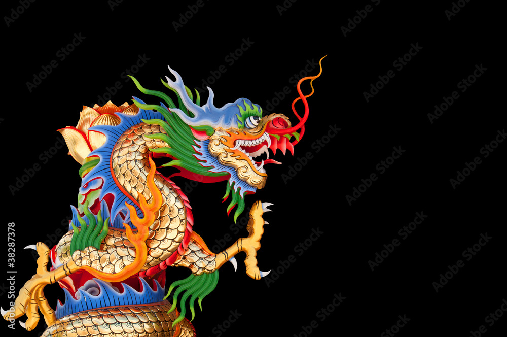 Fototapeta premium chinese dragon isolated on black