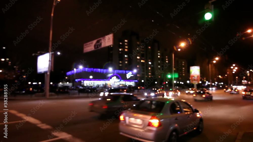 Cars and a traffic light in the evening. Timelapse Cars and a traffic light in the evening. Timelapse