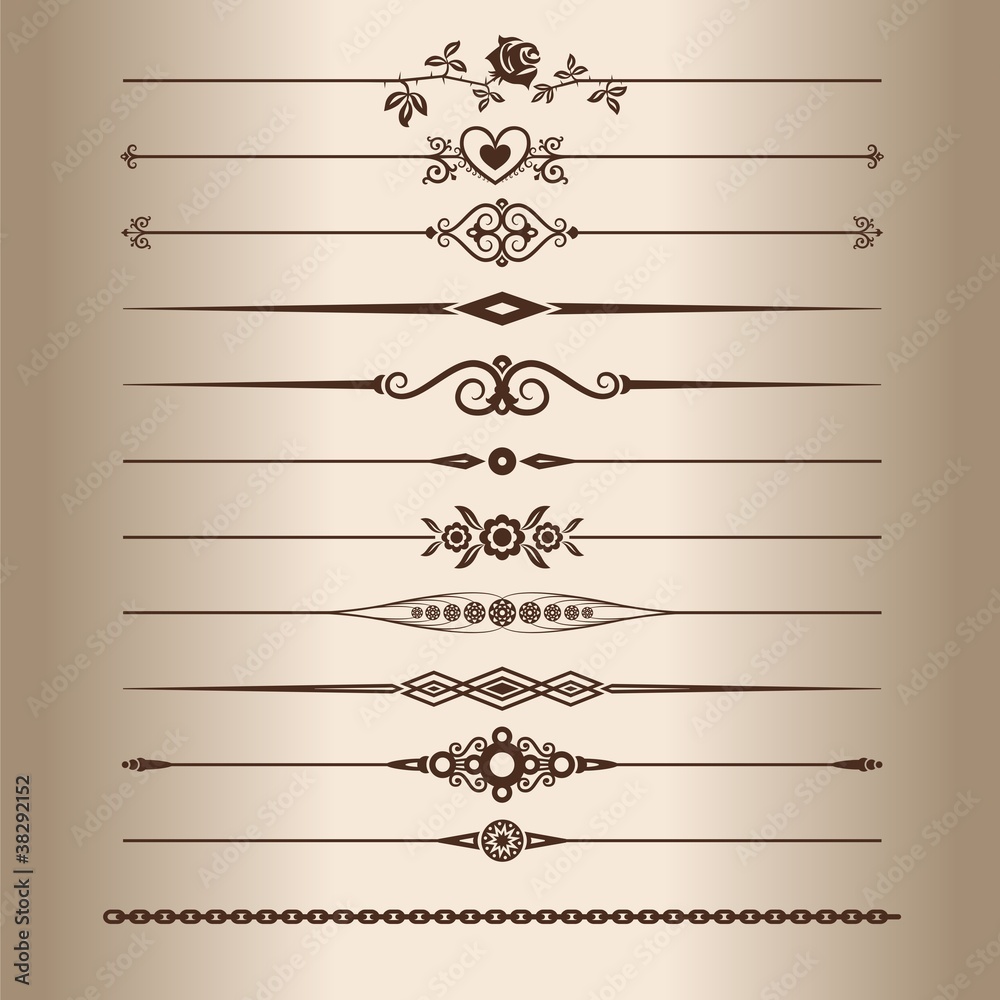 Elements for a vintage design - decorative line dividers