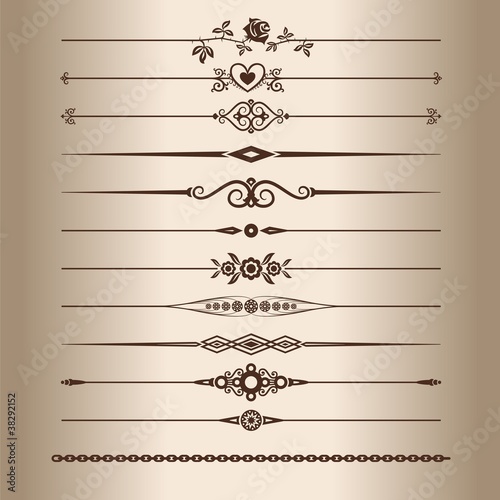 Elements for a vintage design - decorative line dividers