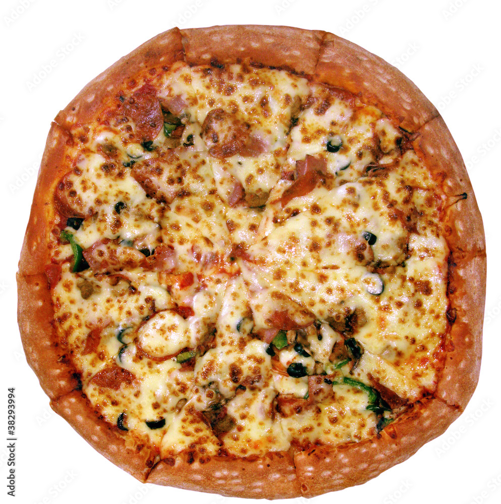 round pizza isolated on white background
