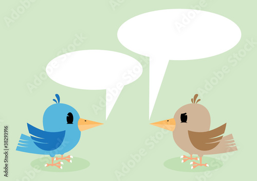 Two birds talking